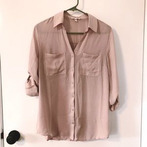 Pale Pink Button Down Dress Shirt Blouse